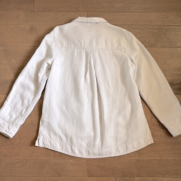 Nicole Miller Linen Lyocell Blend Eggshell Light Jacket Pockets Snaps Small - Picture 6 of 9